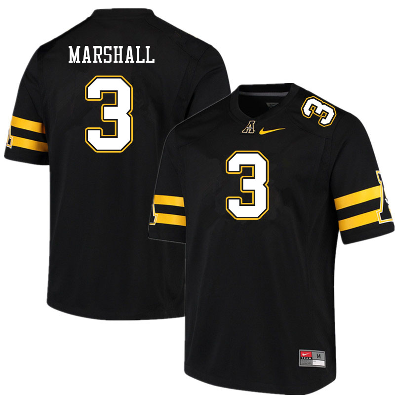 Men #3 Ahmani Marshall Appalachian State Mountaineers College Football Jerseys Sale-Black - Click Image to Close
